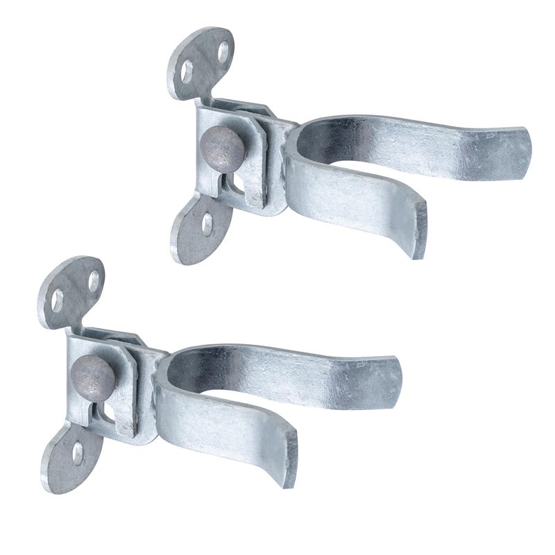 VIVIDA 1-7/8"" Wall Mount Gate Latch 2 PCS, Flat Back Gate Fork Latch, Mounts to Wooden Fence Post or Wall, Galvanized Steel - Image 1